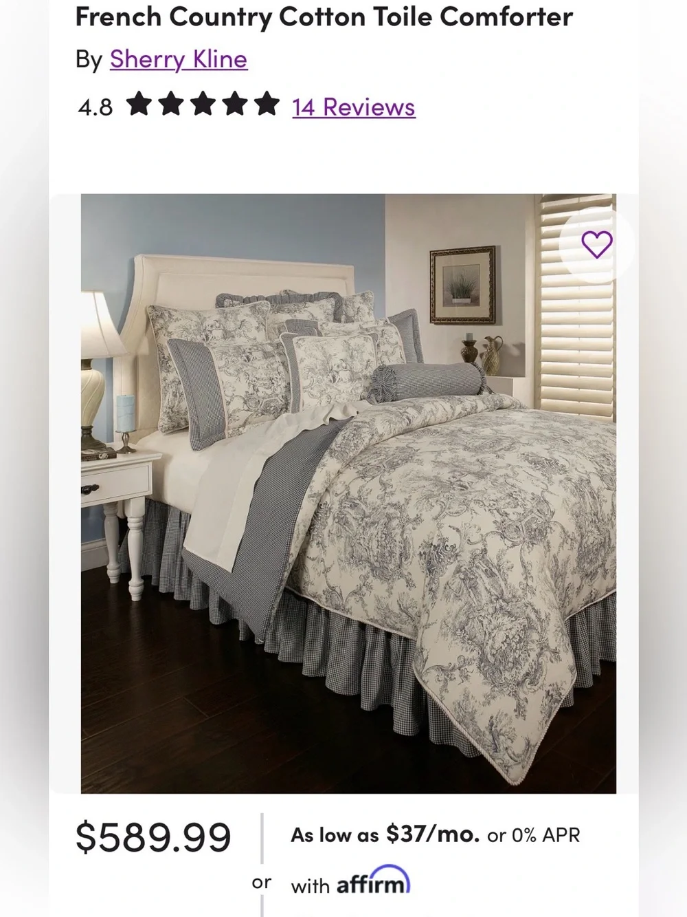 Sherry Kline Home Country Toile Sage 4 piece Comforter Set California King Green